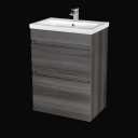 Artis Centro Charcoal Grey Free Standing Drawer Vanity Unit & Basin - 600mm Width