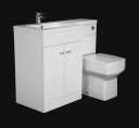 Artis Breeze White Gloss Toilet & Basin Vanity Unit Combination with Doors 1100mm - Left Hand