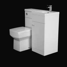 Artis Breeze White Gloss Toilet & Basin Vanity Unit Combination with Door 900mm - Right Hand