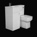 Artis Breeze White Gloss Toilet & Basin Vanity Unit Combination with Door 900mm - Left Hand