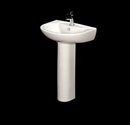 Essentials Budget Full Pedestal 545mm 1 Tap Hole Bathroom Basin