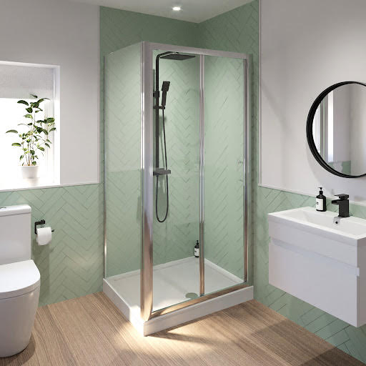Luxura Bifold Shower Enclosure 1000 x 800mm with Raised Tray - 6mm