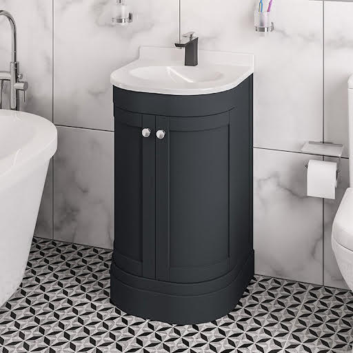 Opula Hardwick Anthracite Freestanding Bathroom Vanity Unit with Basin – 500mm