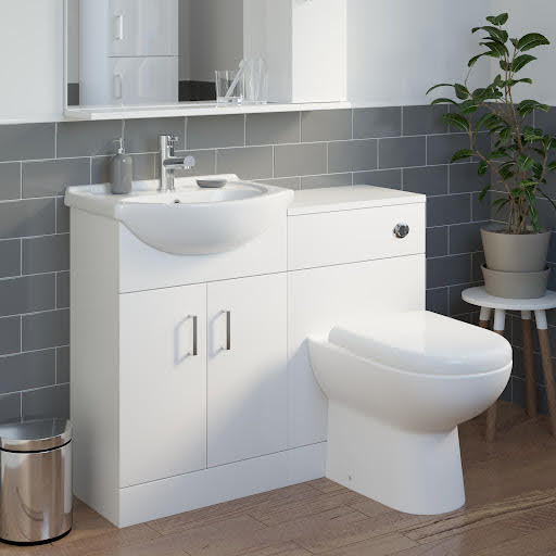 Alpine White Gloss Toilet & Vanity Unit with Basin - 1050mm