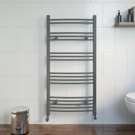 DuraTherm Curved Heated Towel Radiator Anthracite - 1200 x 600mm