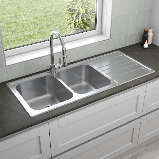Sauber Prima Inset Double Bowl Stainless Steel Kitchen Sink - Rectangular