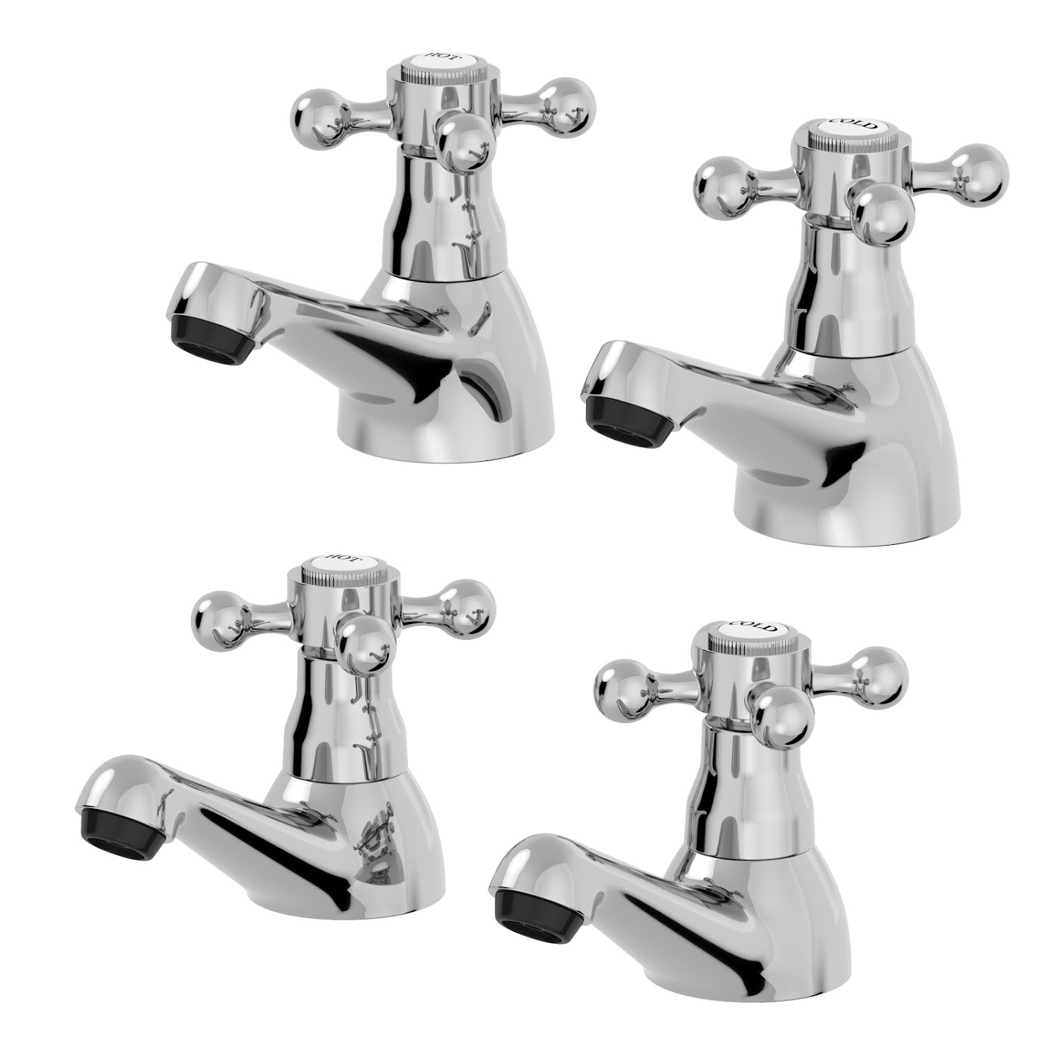 Bathroom Traditional Sink Taps Basin Cross Head Bath Taps Set Pair Twin