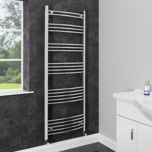 Duratherm Heated Towel Rail Curved Chrome 1600x600