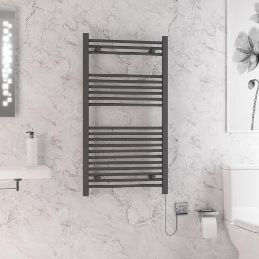 Solaro Biava Dry Element 1100 x 600mm Electric Heated Towel Radiator - Matt Anthracite