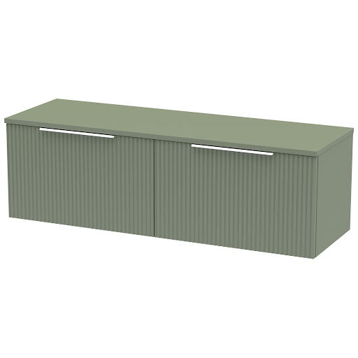 Regis Fluted Wall Hung Green Countertop Vanity Unit - 1200mm