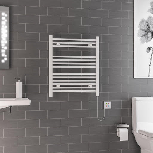 Solaro Biava Dry Element 700 x 600mm Electric Heated Towel Radiator - Gloss White