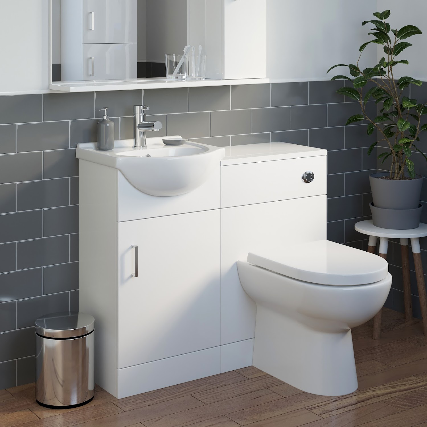 950mm Toilet and Bathroom Vanity Unit Combined Basin Sink Furniture