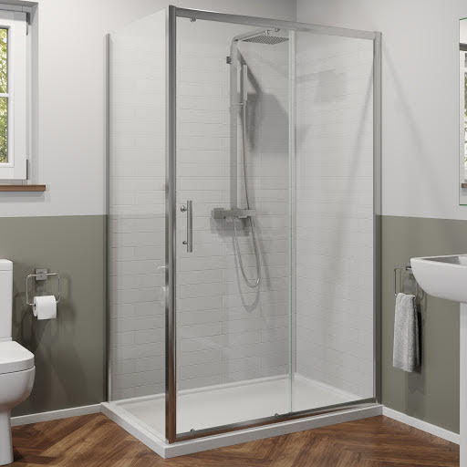Luxura Sliding Shower Enclosure 1400 x 800mm with Tray - 6mm