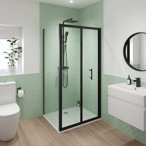 Luxura Bifold Shower Enclosure 900 x 900mm with Tray - 6mm Black