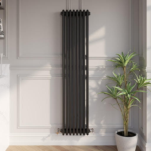 Park Lane Traditional Vertical Colosseum Triple Bar Column Radiator Black - 1600 x 380mm