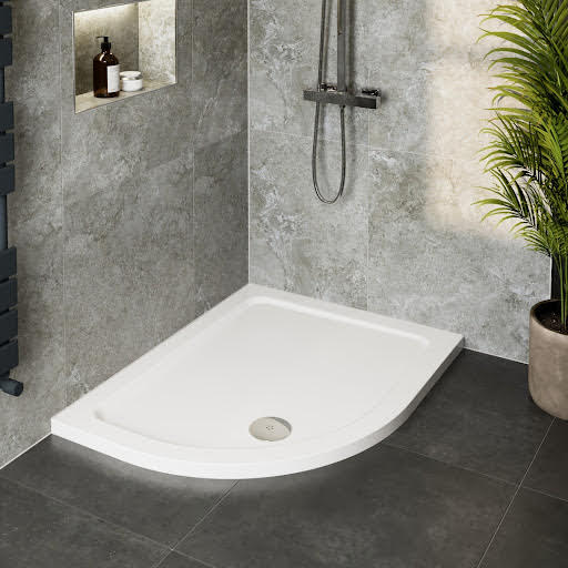 Hydrolux Low Profile 1000 x 800mm Offset Quadrant Shower Tray with Waste - LH Entry