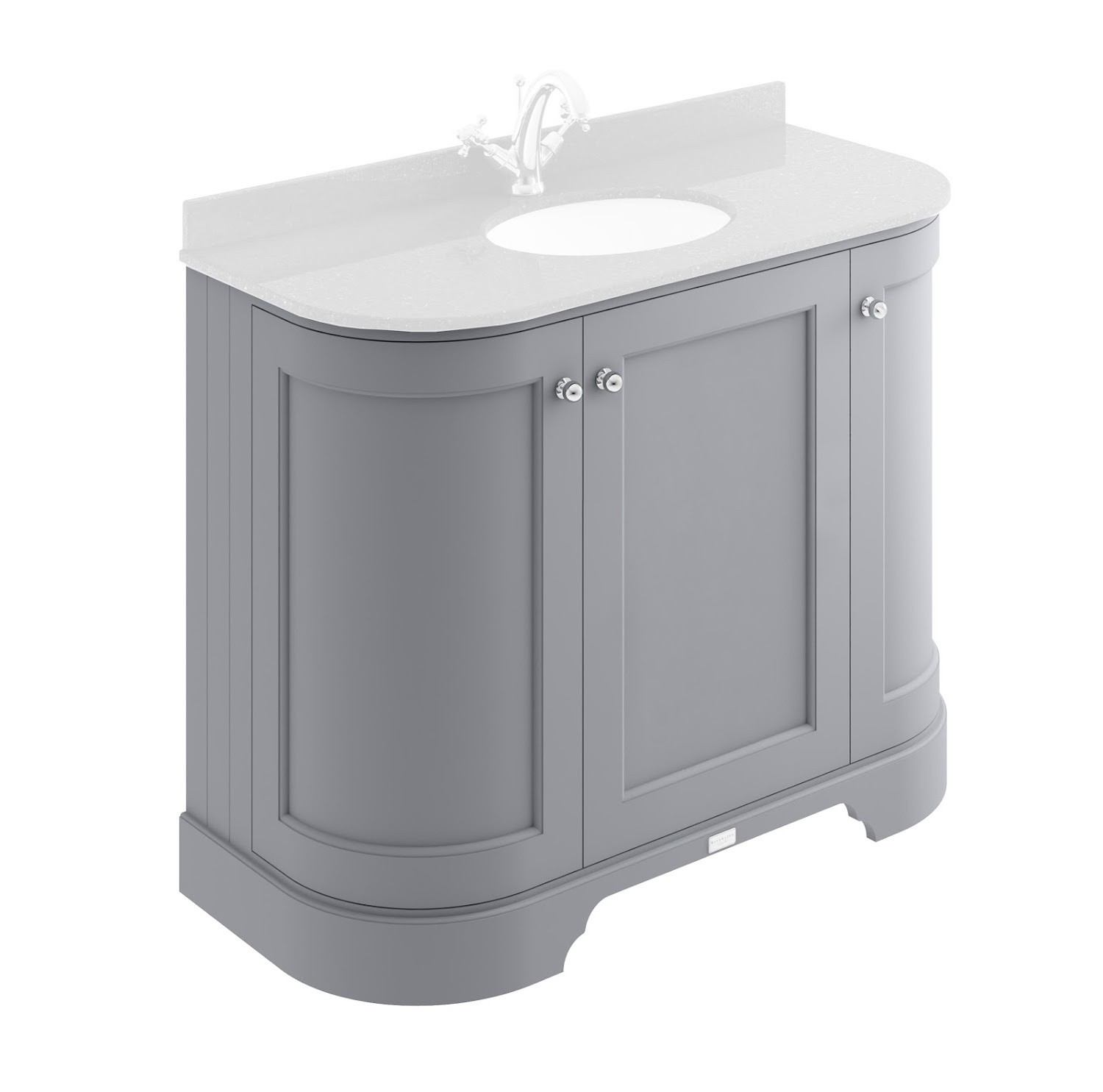 Bayswater Plummett Grey 1000mm Curved 3 Door Traditional Vanity Unit Unit Only Ebay