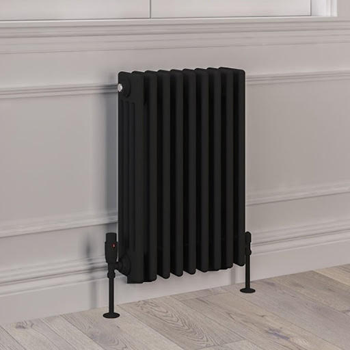 Eastlake Rivassa 600 x 425mm Traditional 4 Column Radiator - Matt Black