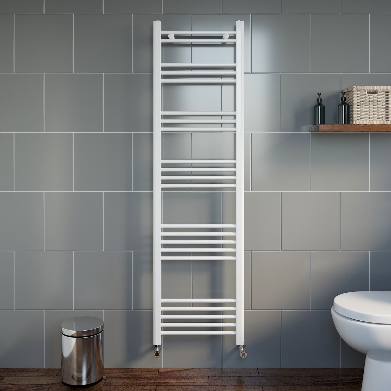 Modern Bathroom 1600 x 450mm Heated Towel Rail Radiator Straight White