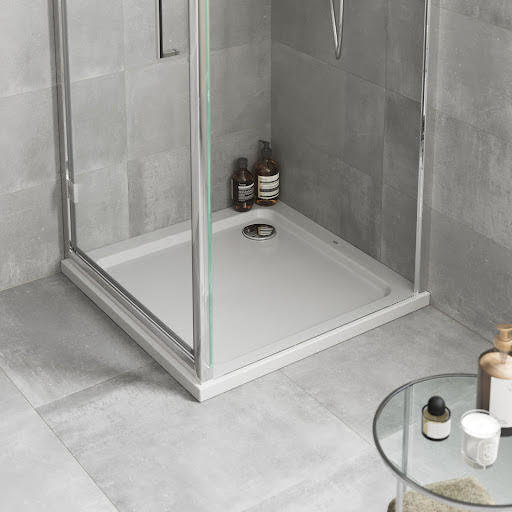Mira Flight Low Profile 760 x 760mm Square Stone Resin Shower Tray with Waste 1.1697.827.WH