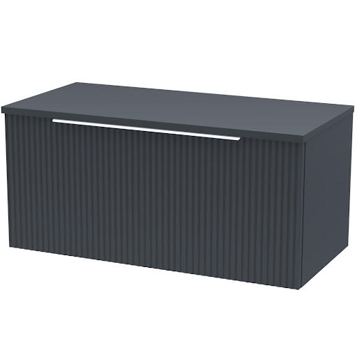 Regis Fluted Wall Hung Anthracite Countertop Vanity Unit - 800mm