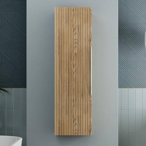 Artis Fluted Tall Wood Storage Cabinet 1200 x 350mm