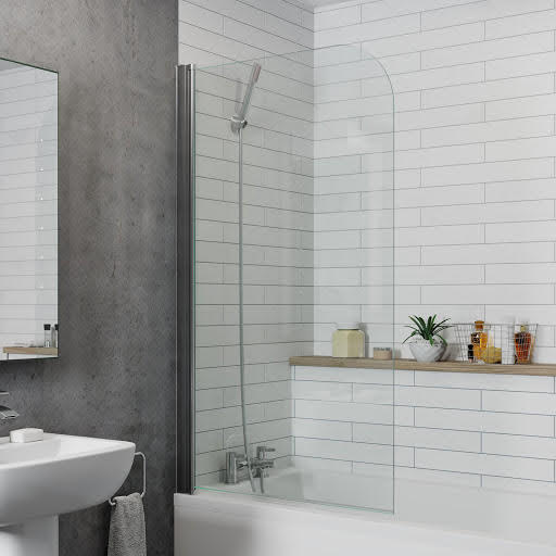 Luxura Curved Edge Bath Shower Screen 800mm - 6mm Chrome