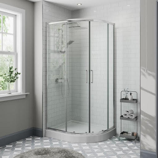 Diamond Offset Quadrant Shower Enclosure 900 x 760mm with Raised Tray (Right Entry) - 8mm