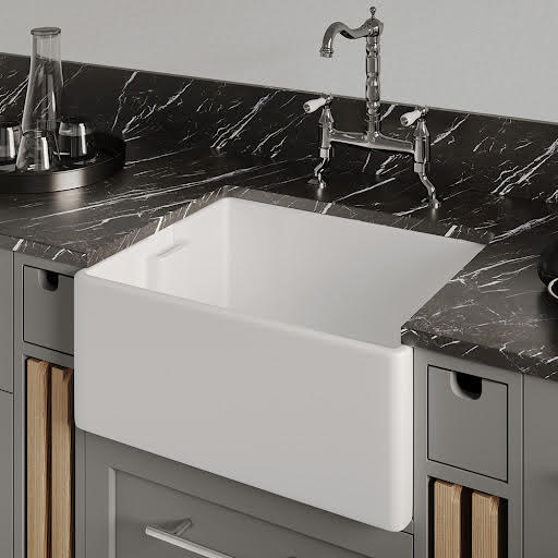 Reginox Belfast II Ceramic Single Bowl Kitchen Sink with Waste - White