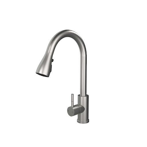 Sauber Marino Pull Out Kitchen Tap - Single Lever Brushed Stainless Steel