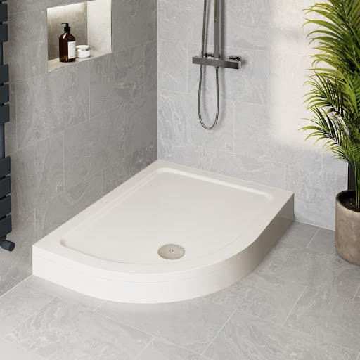 Podium Raised 1200 x 900mm Offset Quadrant Non-Slip Shower Tray with Waste - LH Entry