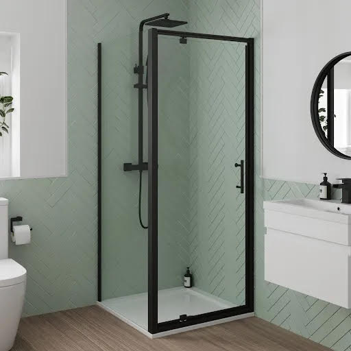 Luxura Pivot Shower Enclosure 900 x 760mm - 6mm Black