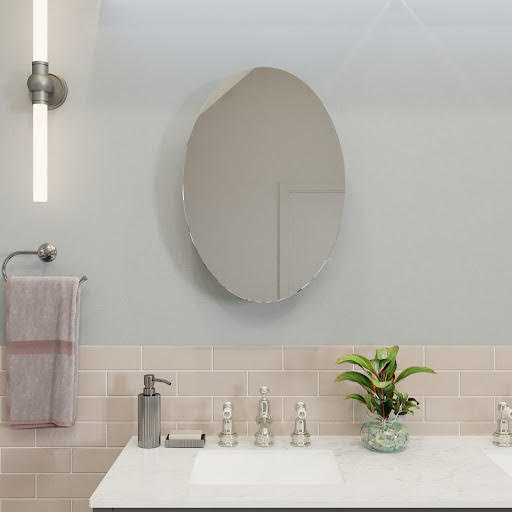 Croydex Tay Single Oval Door Stainless Steel Mirror Cabinet 450 x 650mm - WC870105