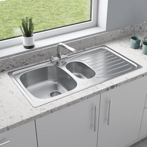 Essentials Stainless Steel Inset 1.5 Bowl Kitchen Sink & Drainer