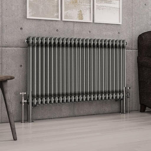 Eastlake Imperia 600 x 1145mm Traditional 2 Column Radiator - Bare Metal