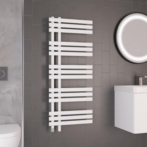 Solaro Loddon 1200 x 500mm Electric Heated Towel Radiator - Matt White