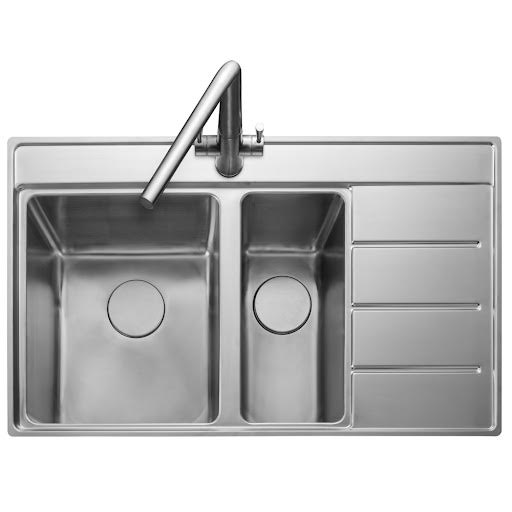 Rangemaster Boston Inset 1.5 Bowl Stainless Steel Kitchen Sink 860 x 520mm, RHD - BST8602R