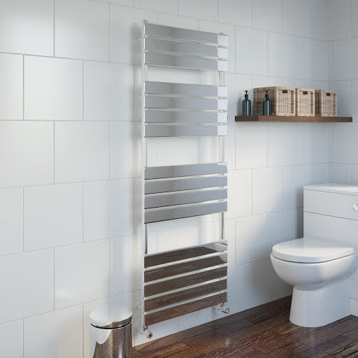 DuraTherm Dual Fuel Flat Panel Heated Towel Radiator - 1600 x 600mm - Thermostatic Chrome