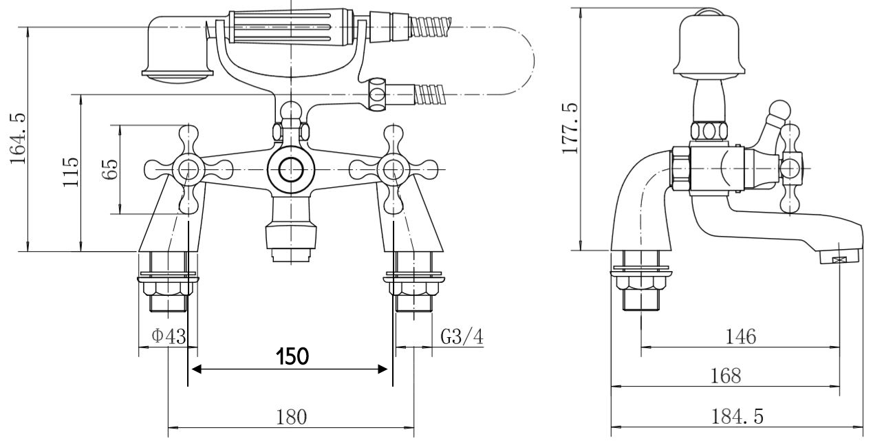 Traditional Bathroom Taps Set Mono Basin Sink Mixer Bath Shower Mixer