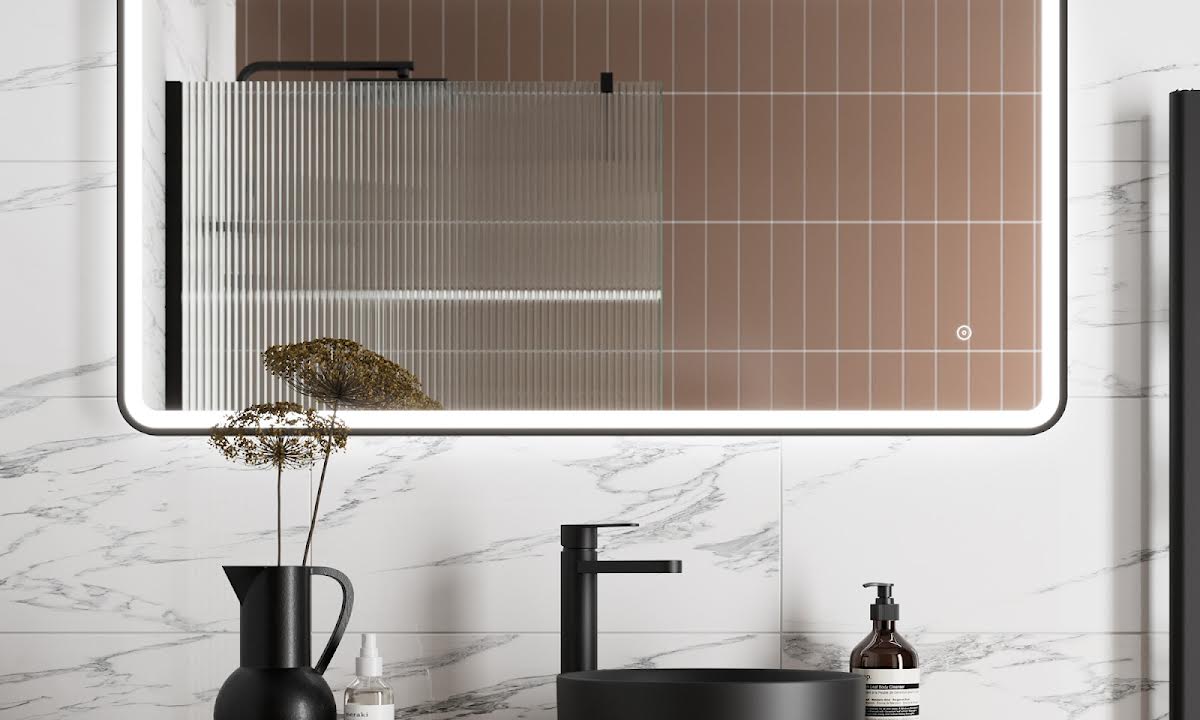 Artis Rectangular LED Mirror with Demister - 1200 x 600mm Black