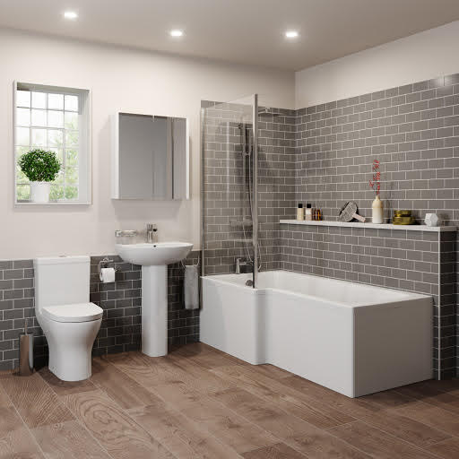 Arles Bathroom Suite with L Shape Bath & Screen - Left Hand 1700mm