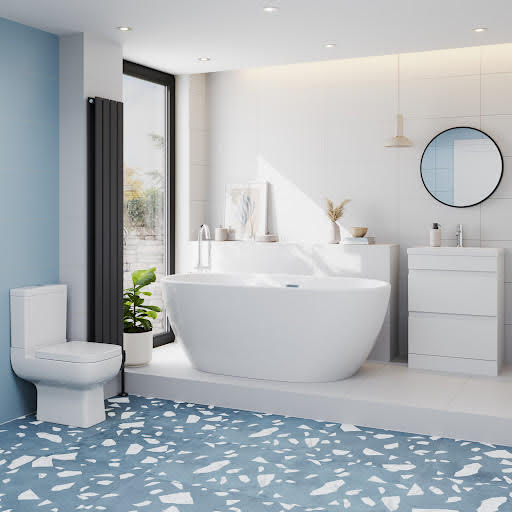 Affine Amelie Bathroom Suite with Montbel Freestanding Bath, Toilet & Vanity Unit - 1500mm