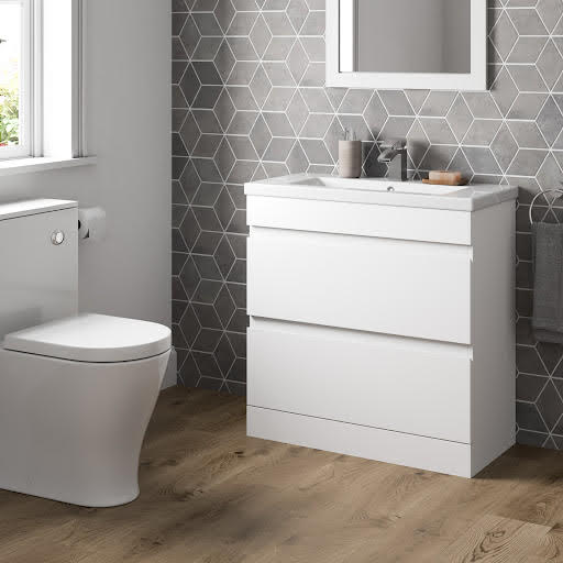 Artis Centro White Gloss Freestanding Vanity Unit with Basin - 800mm
