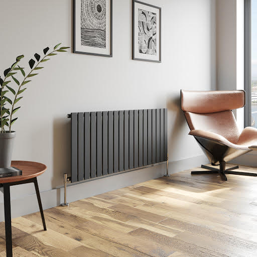 DuraTherm Horizontal Single Flat Panel Designer Radiator - 600 x 1440mm Anthracite
