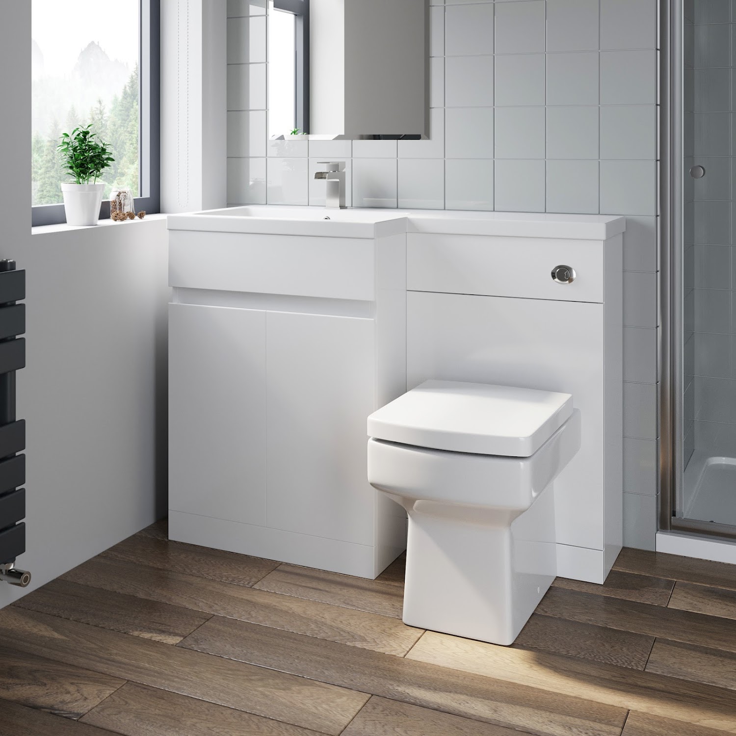 Bathroom Vanity Unit Basin Sink 1100mm Toilet Combined Furniture Left