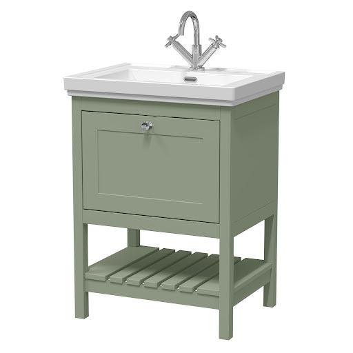 Eastlake Dover Fern Green Traditional Freestanding Vanity Unit & Basin - 600mm
