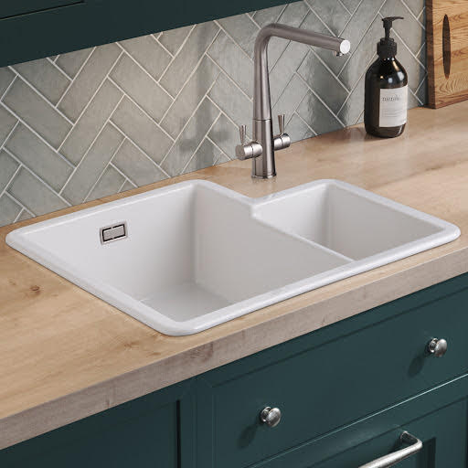 Rangemaster Rustique White Ceramic Inset 1.3 Kitchen Sink With Waste