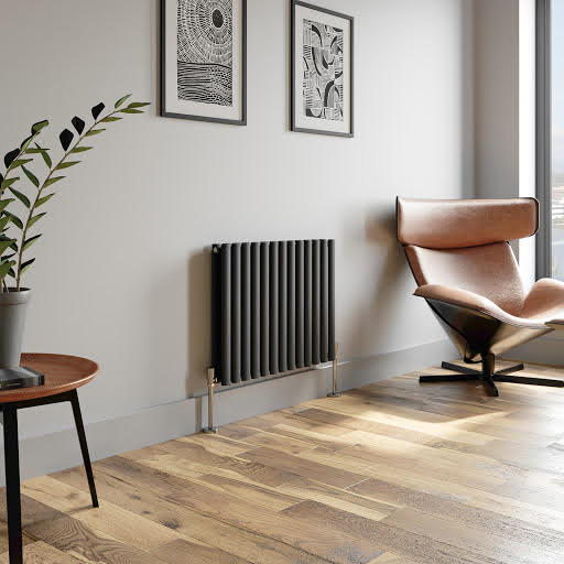 DuraTherm Horizontal Oval Tube Double Panel Designer Radiator - 600 x 780mm Anthracite