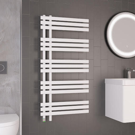 Solaro Loddon 1200 x 600mm Electric Heated Towel Radiator - Matt White