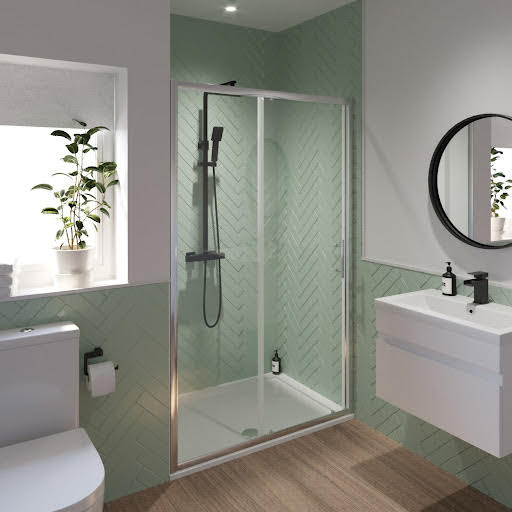 Luxura Sliding Door 1400mm with 1400 x 900mm Non Slip Tray and Waste - 6mm